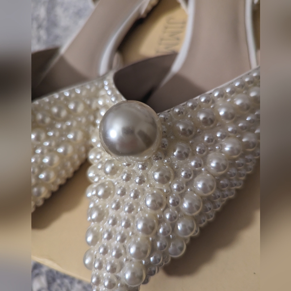 Jimmy Choo lookalike pearl flat women's shoes size 39 US 8